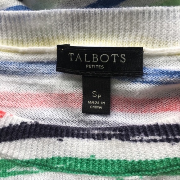 Talbots // Rainbow Striped Elbow Length Sweater size small petite MAR2 - Picture 7 of 8
